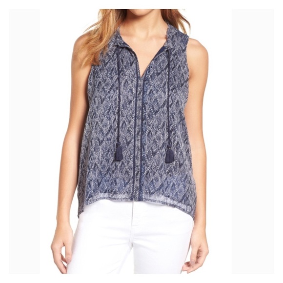 (BN49) Lucky Brand Scarf Print Tank Top, Size Small - Picture 2 of 11